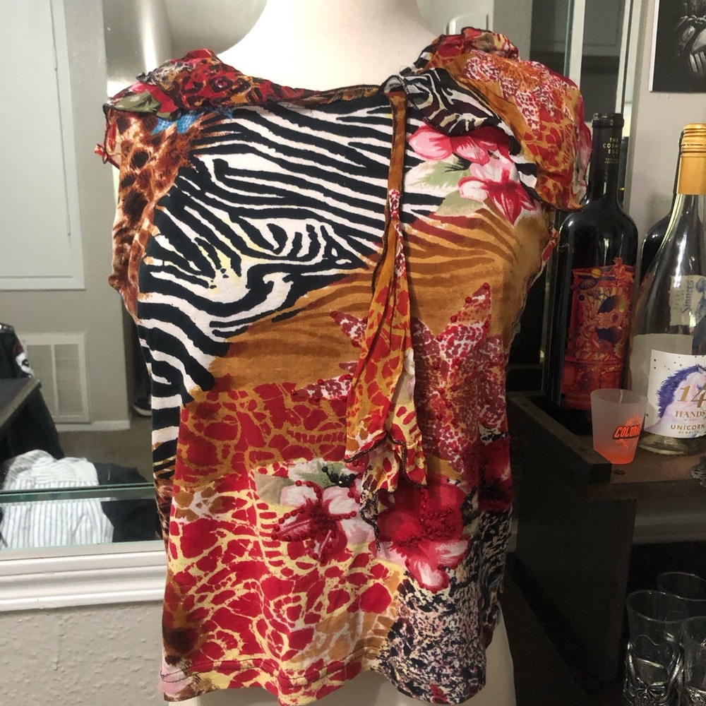Multicolor Animal Print Women's Top